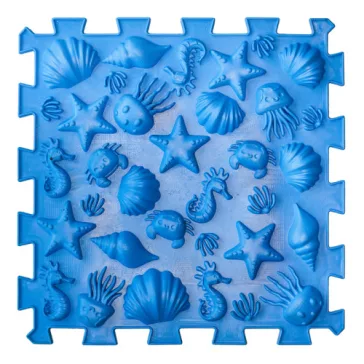 6 elemből álló Puzzle masszázs szőnyeg Kék gomba