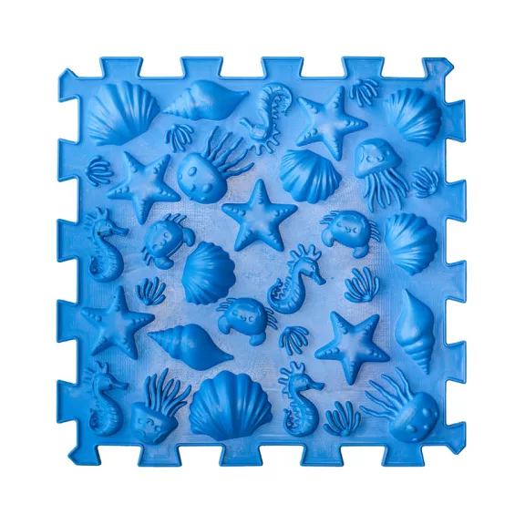 6 elemből álló Puzzle masszázs szőnyeg Kék gomba
