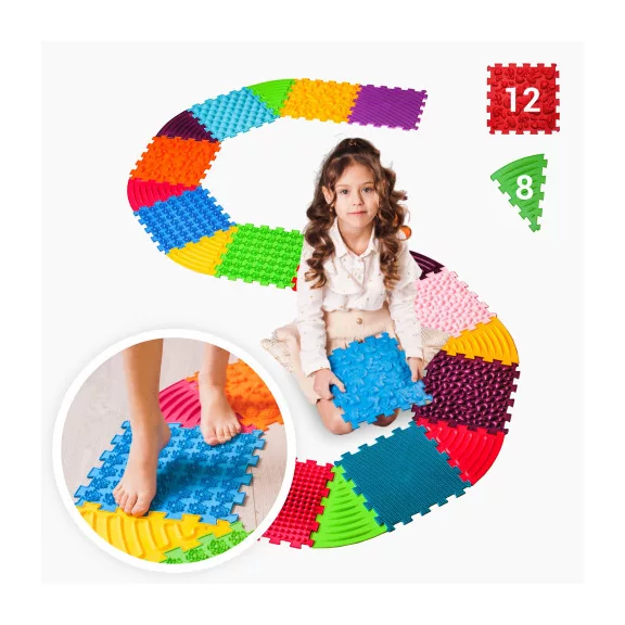 Szenzoros szőnyeg 12 elemből álló Ortek Puzzle + 8 Háromszögű puzzle elem