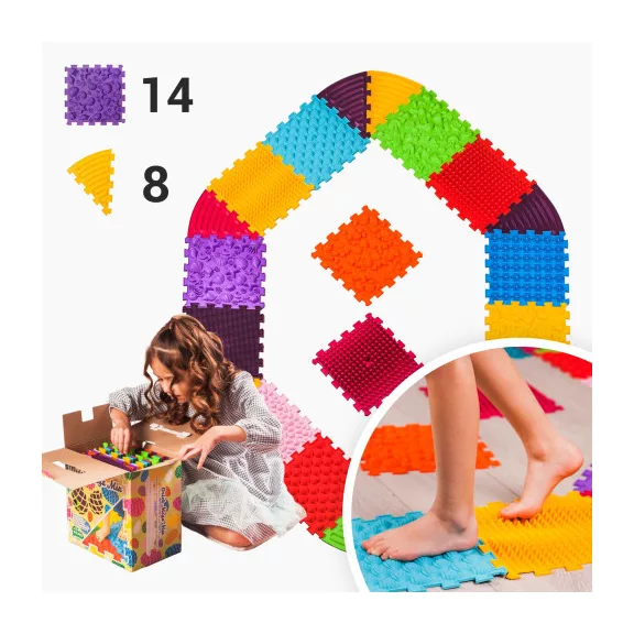 Szenzoros szőnyeg Ortek Puzzle 14 elem + 8 Háromszög