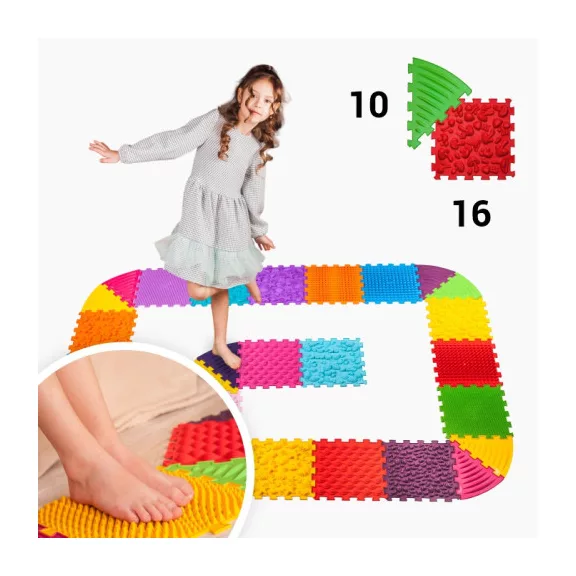 Szenzoros szőnyeg Ortek Puzzle 16 elem + 10 háromszög