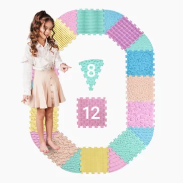   Szenzoros szőnyeg Ortek Mega Mix Puzzle 12 elem + 8 háromszögű elem PASZTELL